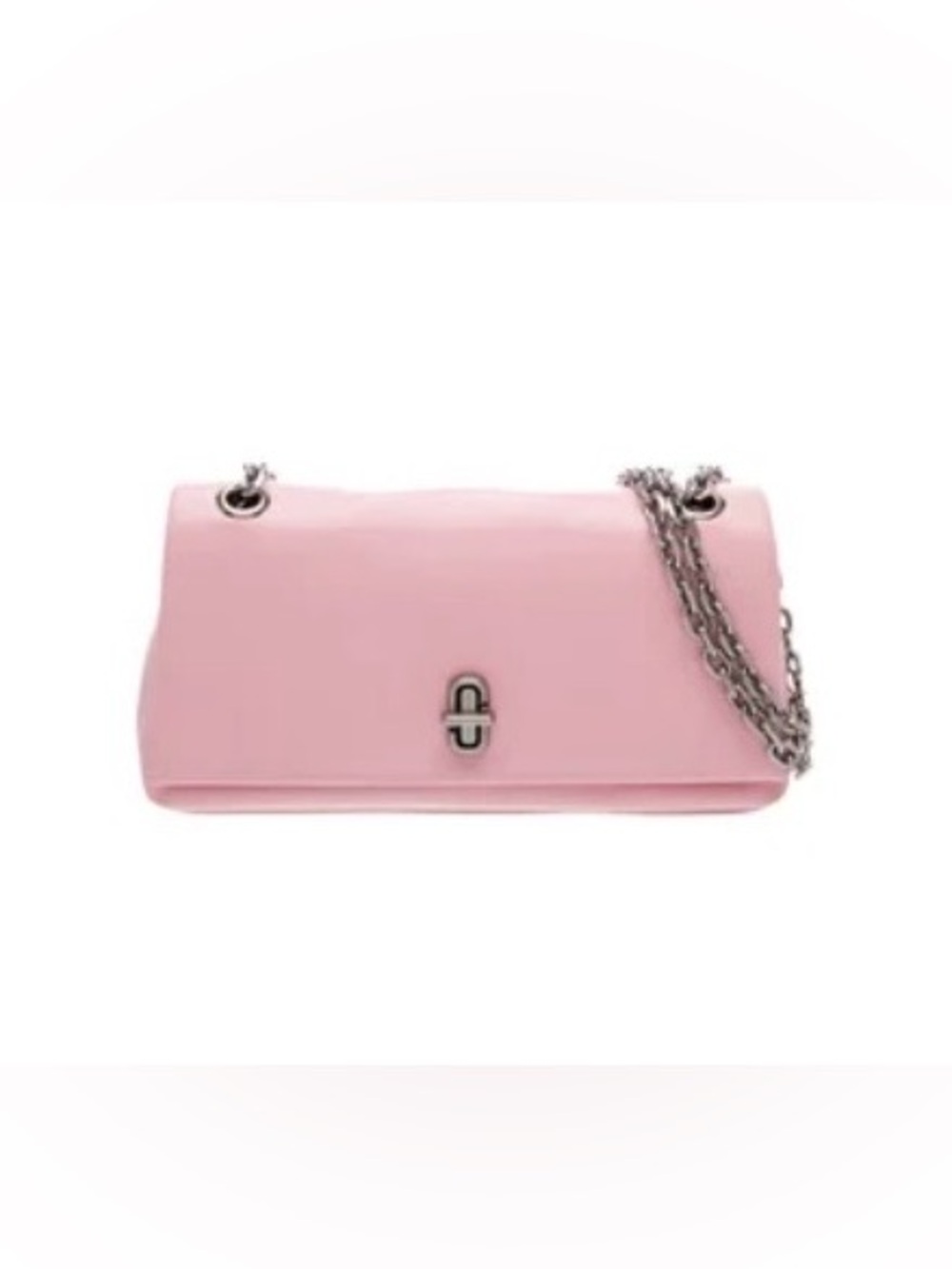 Chic Pink Leather Shoulder Bag with Silver Chain Strap